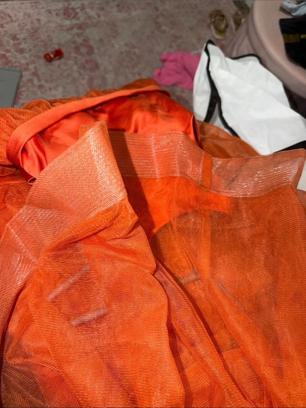Azazie Burnt Orange Girls Pleated Tulle Ball Gown
